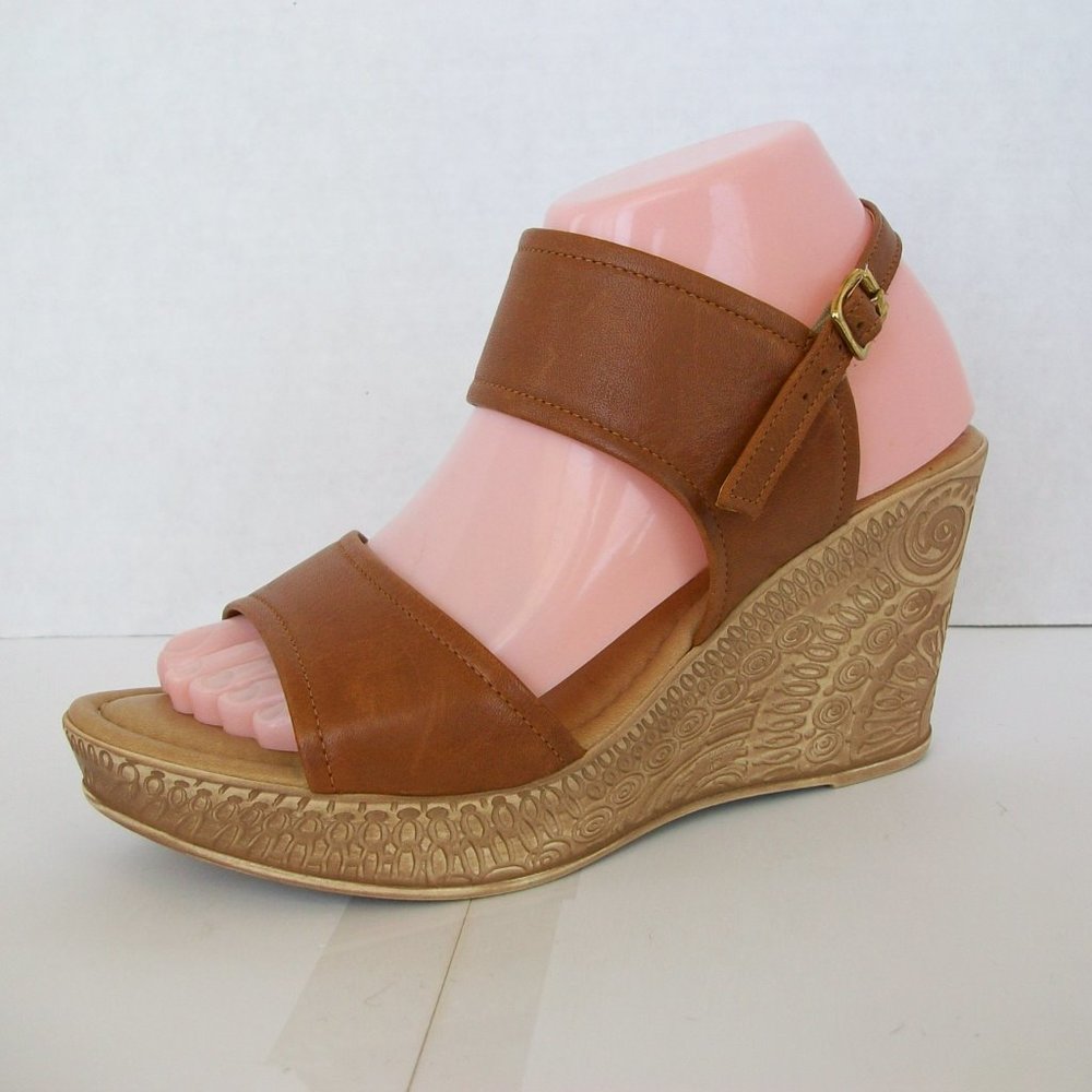 Bella-Vita Light Brown Wedge Heeled Sandals